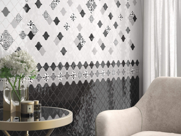 Плитка керамическая настенная Kerama Marazzi Арабески глянц черный 26x30, 65001