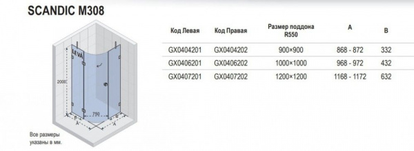 Душевая кабина Riho SCANDIC MISTRAL M308 120x120 L, GX0407201