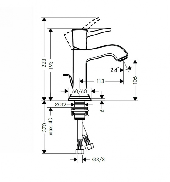 Смеситель для раковины Hansgrohe Metropol Classic 110, со сливным гарнитуром, хром/золото, 31300090