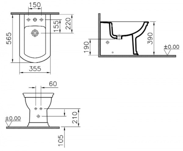 Биде напольный Vitra SERENADA, 4163B003-0061