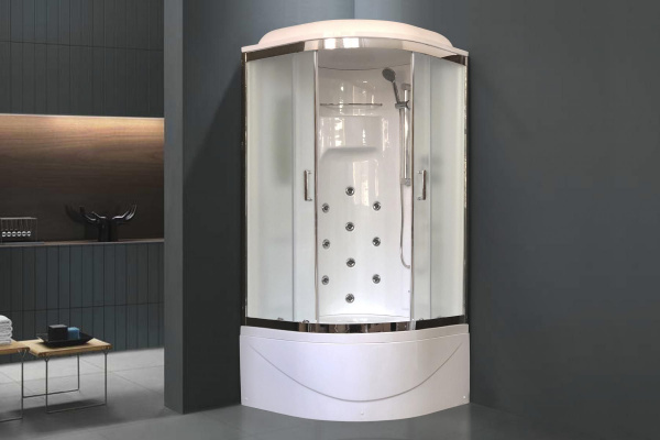 Гидромассажный бокс Royal Bath 100х100х217, матовое стекло, хромированный профиль, RB 100NRW-C-CH