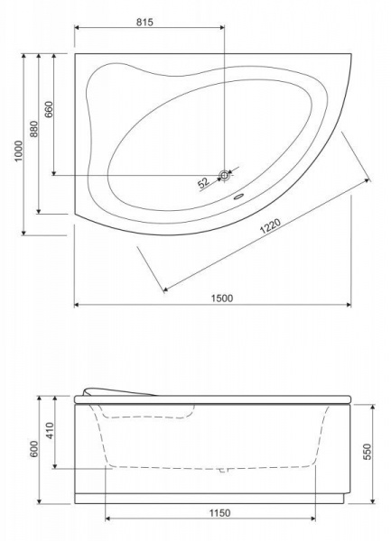 Передняя панель для акриловой ванны Cezares TEBE-150-SCR-L