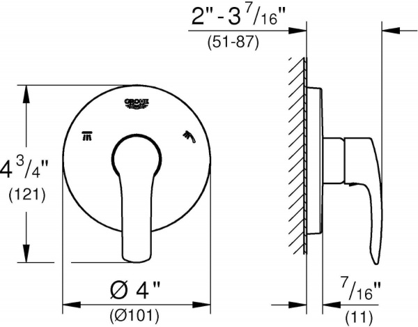 Смеситель для душа, однорычажный Grohe Eurosmart New 19972002