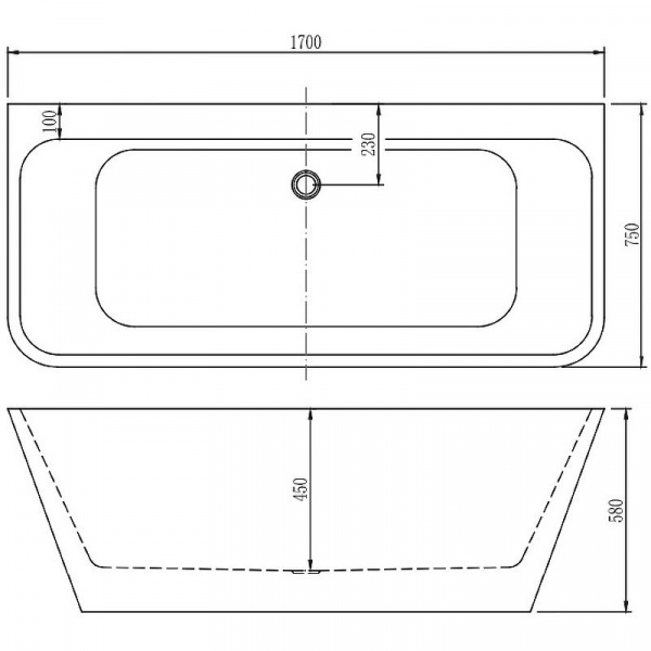 Ванна акриловая Aquanet Family Perfect 170*75 см , белый матовый/черный матовый, 13775-MW-MB