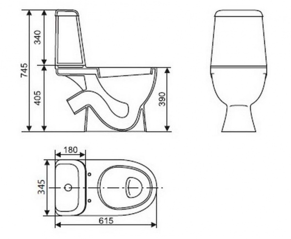 Унитаз-компакт Sanita Luxe MAX SL с крышкой микролифт, дюропласт, MAXSLCC01040513
