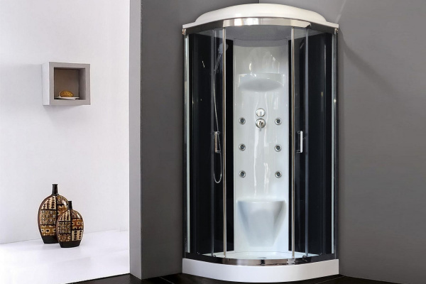 Гидромассажный бокс Royal Bath 100х100х217, черное/прозрачное стекло, хромированный профиль, RB 100H