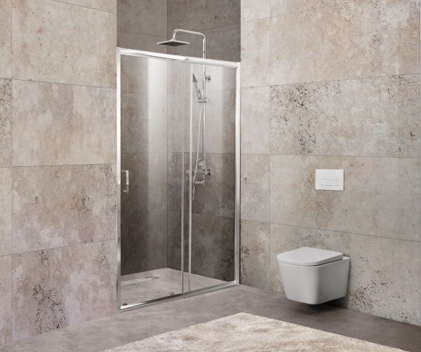 Душевая дверь BelBagno Unique 120-135*190, прозрачное стекло, хромированный профиль, UNIQUE-BF-1-120