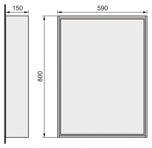 Зеркало-шкаф Raval Frame 60 Белый с подсветкой, розеткой, Fra.03.60/W