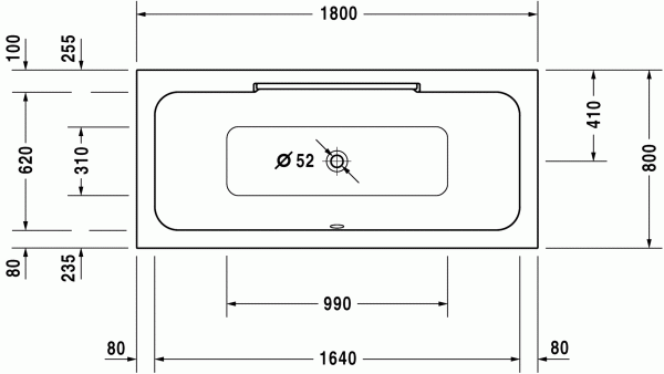 Ванна Duravit DURASTYLE 1800 x 800 мм, 700298000000000