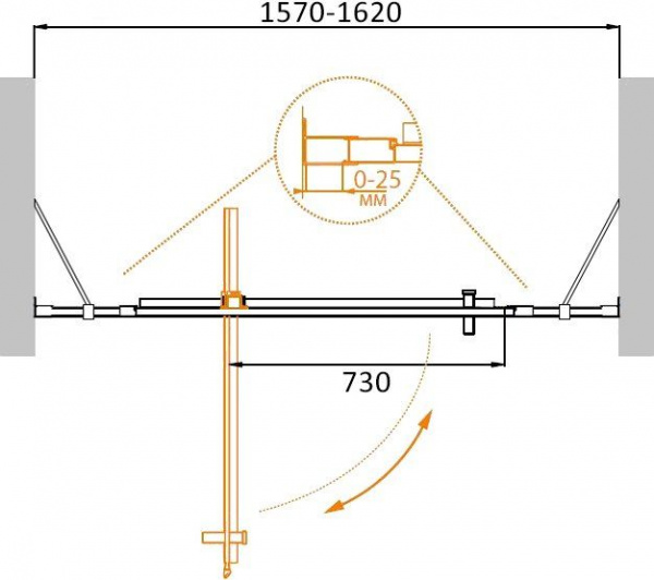 Душевая дверь Cezares MOLVENO-BA-12-100+60-C-Cr-IV