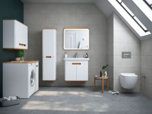 Шкаф-пенал Vitra Sento 40 L, с корзиной для белья, белый матовый, 60854