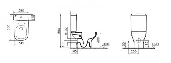 Унитаз-компакт  Vitra D-Light с крышкой дюропласт,  9014B003-7208