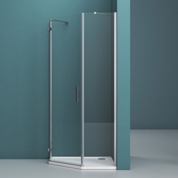 Душевая кабина BelBagno Kraft 900x900x1950, прозрачное стекло, хромированный профиль, левый, KRAFT-P