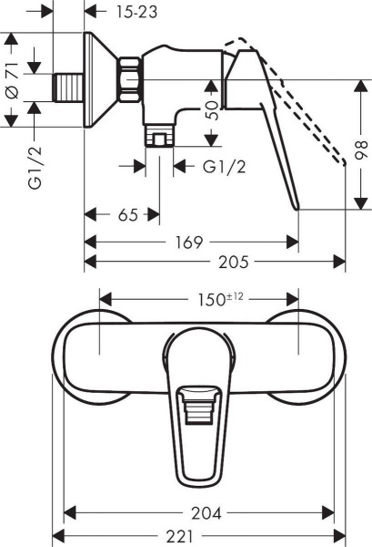 Смеситель для душа Hansgrohe Novus Loop, хром, 71360000