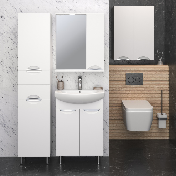 Шкаф подвесной Aqua de Marco Элеганс, 60 см, белый/хром, 3060CELE