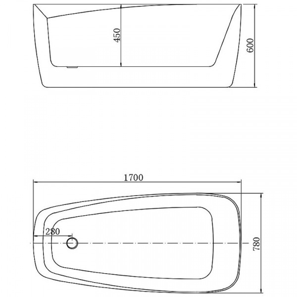Ванна акриловая Aquanet  Family Trend 170*78 см , белый матовый/черный матовый, 90778-MW-MB