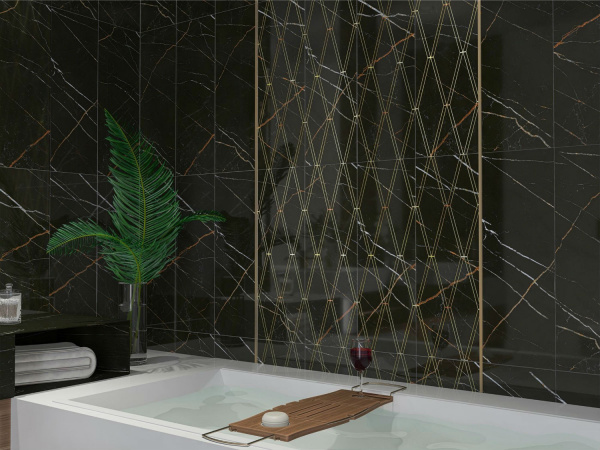 Декор Eletto Ceramica BLACK & GOLD ROMBI 24,2*70, 588112001