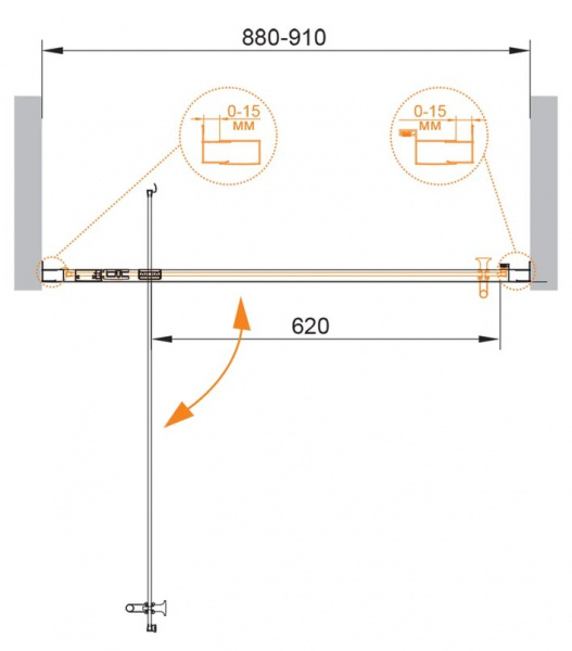 Душевая дверь Cezares ECO-O-BA-1-90-P-Cr