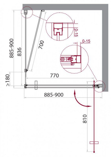 Душевая кабина BelBagno Marmi 900x900x1950, прозрачное стекло, хромированный профиль, MARMI-A-1-90-C