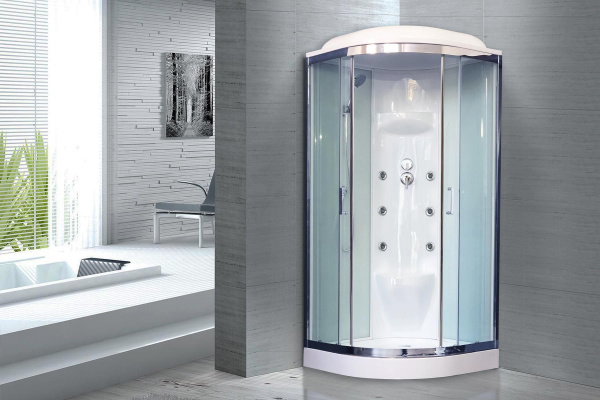 Гидромассажный бокс Royal Bath 100х100х217, белое/прозрачное стекло, хромированный профиль, RB 100HK