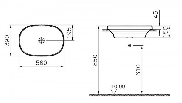 Раковина Vitra Frame 56, белый, 5652B403-0016