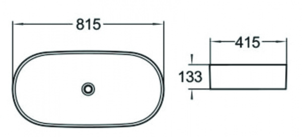 Раковина SantiLine 815х415х133, накладная без перелива, белый, SL-1079