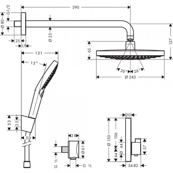 Душевой набор Hansgrohe Raindance Select S, 27297000