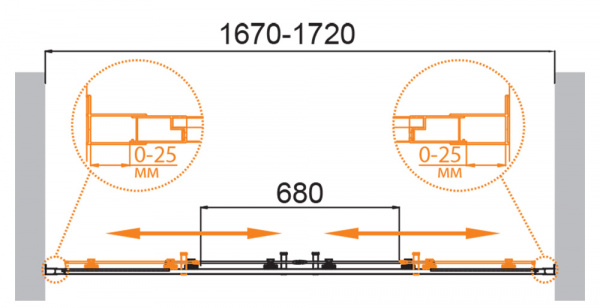 Душевая дверь Cezares MOLVENO-BF-2-170-C-Cr-IV