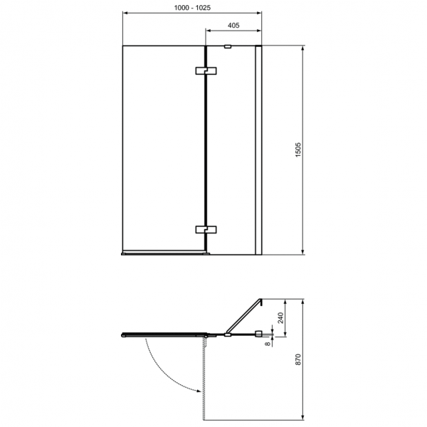 Шторка для ванны Ideal Standard I.Life 100х150 см правая, T4886EO