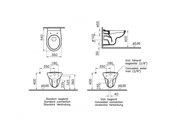 Унитаз подвесной Vitra Normus, белый, 6855B003-0101