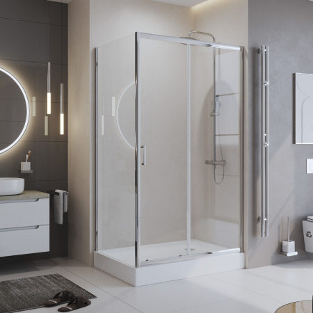 Душевая кабина BelBagno 80*100 см, профиль хром, UNO-195-AH-1-100/80-C-Cr