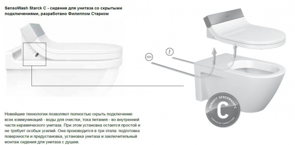 SensoWash сиденье Duravit Starck 3 для унитаза Starck С, 610001002000300