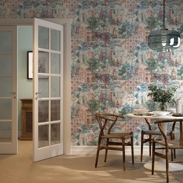 Обои виниловые Kerama Marazzi Впечатление мотив, голубой, KM6603