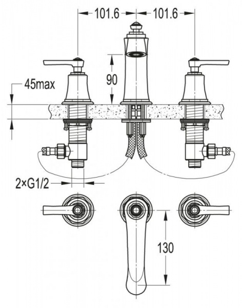 Смеситель для раковины Cezares LIBERTY-F-BLS-01-W0, LIBERTY-F-BLS-01-W0