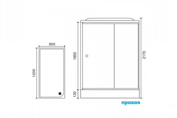 Гидромассажный бокс Royal Bath  120х80х217, белое/прозрачное стекло, белый профиль, правая, RB 8120H