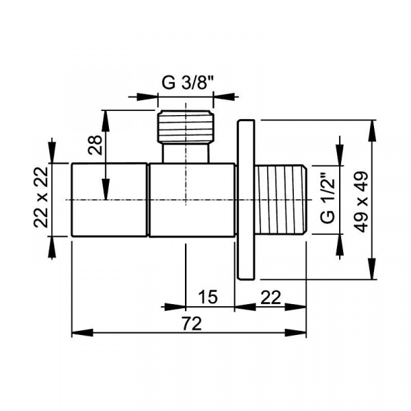 Вентиль Alcadrain, угловой, 1/2" × 3/8", квадратный, ARV002