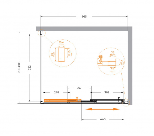 Душевая кабина Cezares 80*100 см, профиль хром, MOLVENO-AHF-31-100/80-C-CR-IV