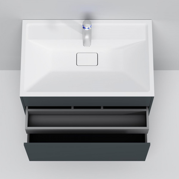 Тумба подвесная под раковину AM.PM INSPIRE V2.0 80 см, 3 ящика, push-to-open, графит матовый, M50AFH
