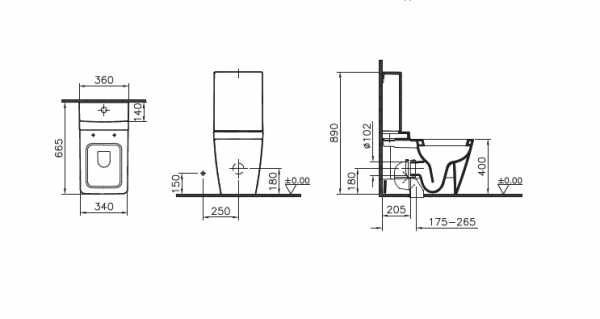 Унитаз-компакт  Vitra T4 с бачком-моноблоком и крышкой микролифт, 9818B003-7200