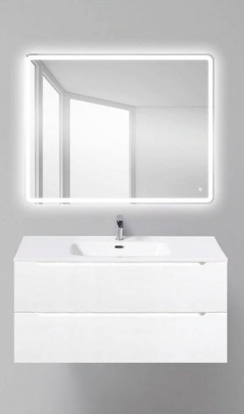 Раковина BelBagno, 101 см, керамическая полувстаиваемая, прямоугольная, белая, BB1000ETL