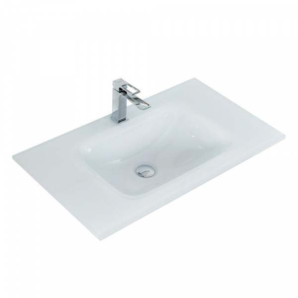 Раковина BelBagno, 101 см, стеклянная полувстаиваемая, прямоугольная, белая глянцевая, BB1010/465-LV