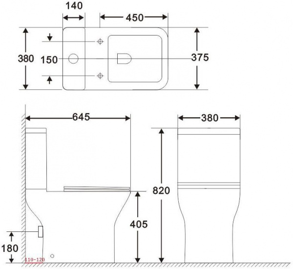 Чаша напольного унитаза Aquanet Rimless Cube 2-C CL-12288