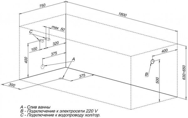 Акриловая ванна Aquanet Viola NEW 180x75