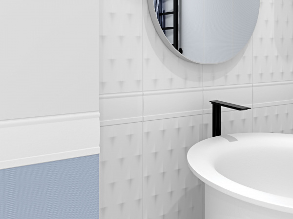 Керамическая плитка настенная Meissen Keramik Trendy  белый рельеф 25x75 TYU052