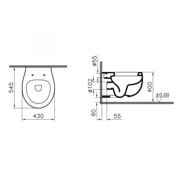 Унитаз подвесной Vitra MEMORIA, vitra clean, 5884B420-0075
