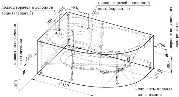 Акриловая ванна Radomir Ирма 169х110 (левосторонняя), на каркасе, 2-01-0-1-1-217