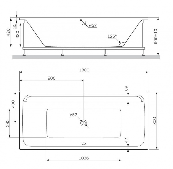 Панель фронтальная AM.PM Inspire 2.0 для ванны, 180х80 см, W52A-180-080W-P