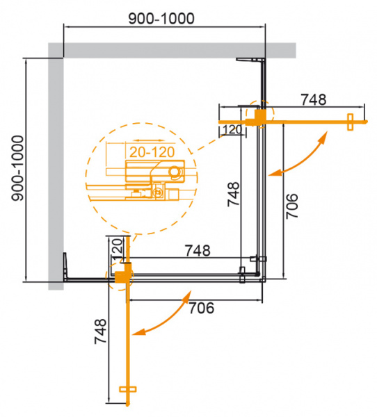 Душевая кабина Cezares SLIDER-A-2-90/100-C-NERO