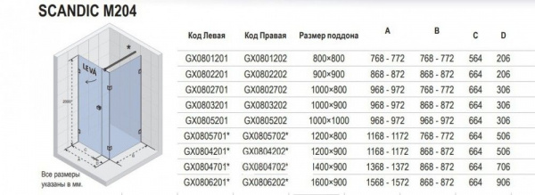 Душевая кабина Riho SCANDIC MISTRAL M204 120x80 L, GX0805701