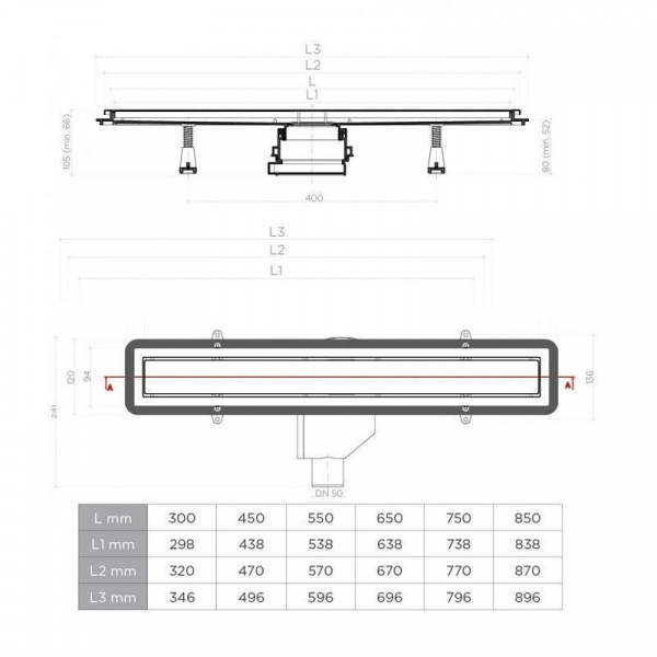 Душевой лоток Pestan Confluo Premium Line 650, 13100004